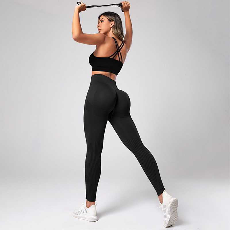 European and American Seamless Yoga Pants Women's High Waist Hip Lift Outer Wear Tights Trousers Hip Lifting Sport Elastic Fitness Pants New