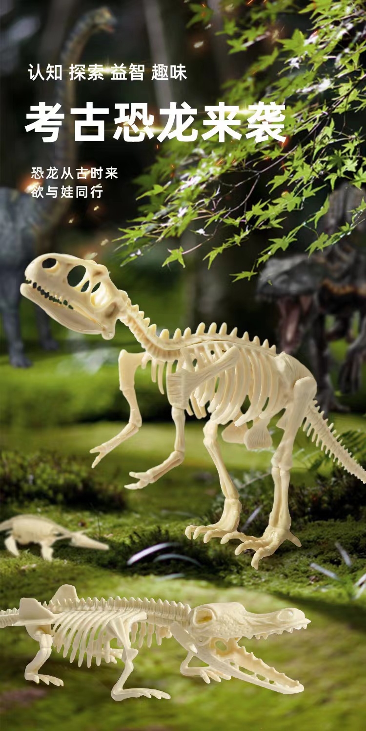 考古挖掘玩具拼装大号恐龙化石宝石寻宝儿童手工商超同款批发地摊