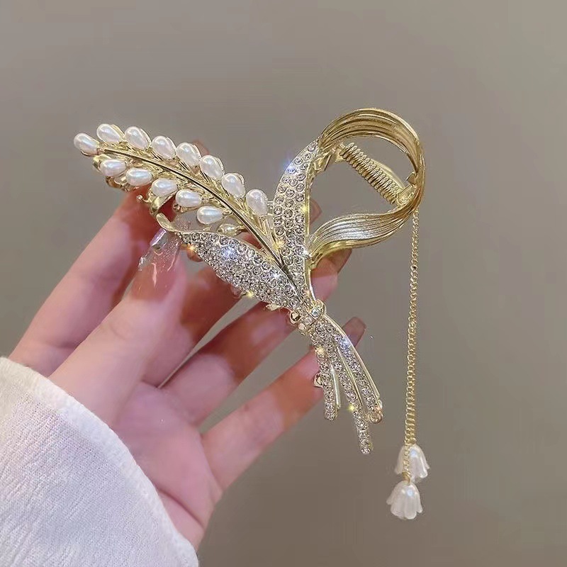 Lily Tassel Updo Hair Claw Hair Accessories Back Head Antique Hairpin Female Hairpin Summer Flower Shark Chuck