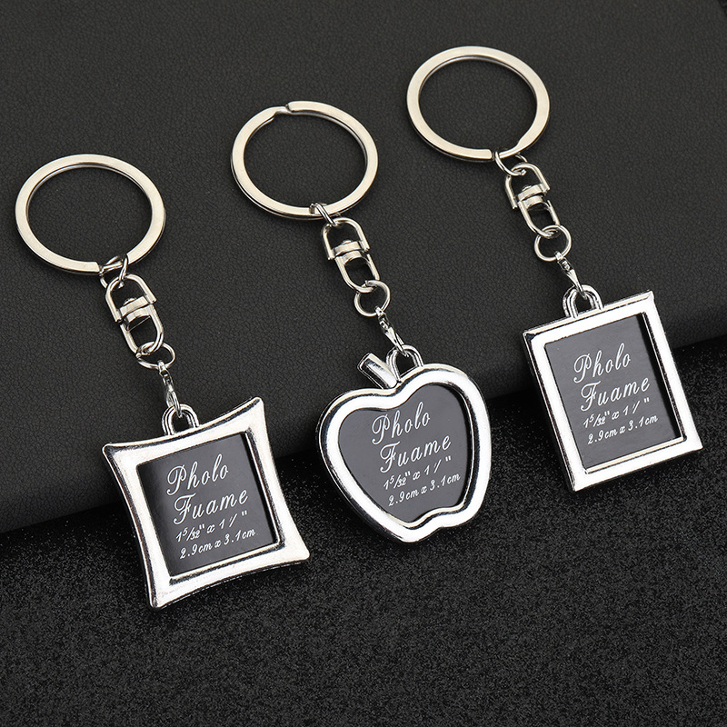 creative heart key chain photo frame couple keychain square personalized photo key ring commemorative small gift