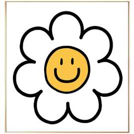 治愈系ins笑脸太阳花装饰画极简微笑摆画儿童房挂画卡通文艺壁画