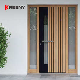 可做宽高端原木铸铝天地转轴家用入户隔音防盗安全入户门出入口门