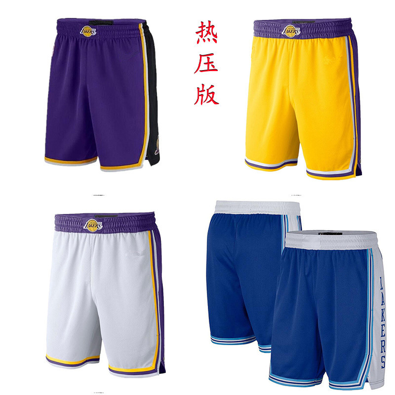 nba球衣湖人队球裤詹姆斯23号篮球裤热压运动裤训练裤 支持代发