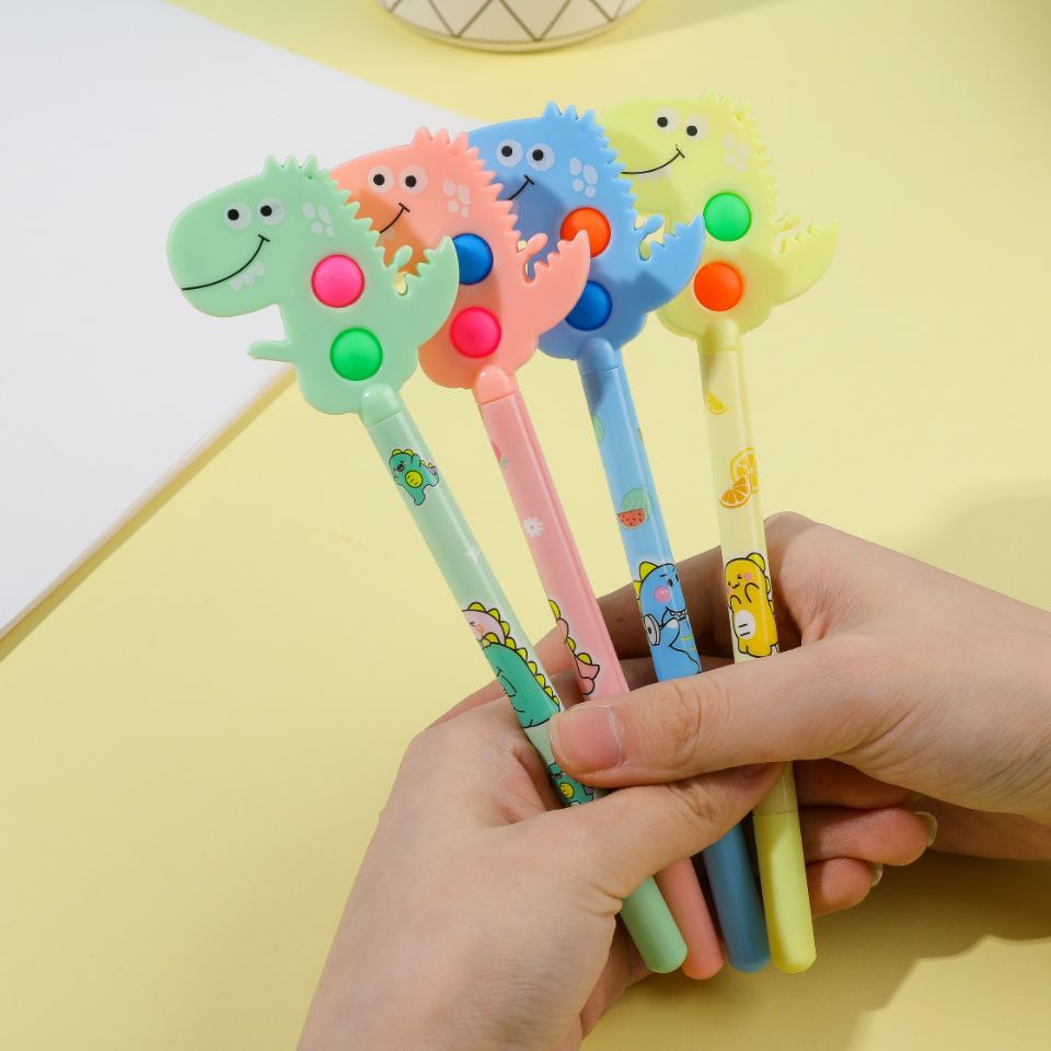 Dinosaur Decompression Gel Pen Pen Vent Pressure Reduction Toy Decompression Pen Black Gel Pen Dinosaur Pen Factory Wholesale