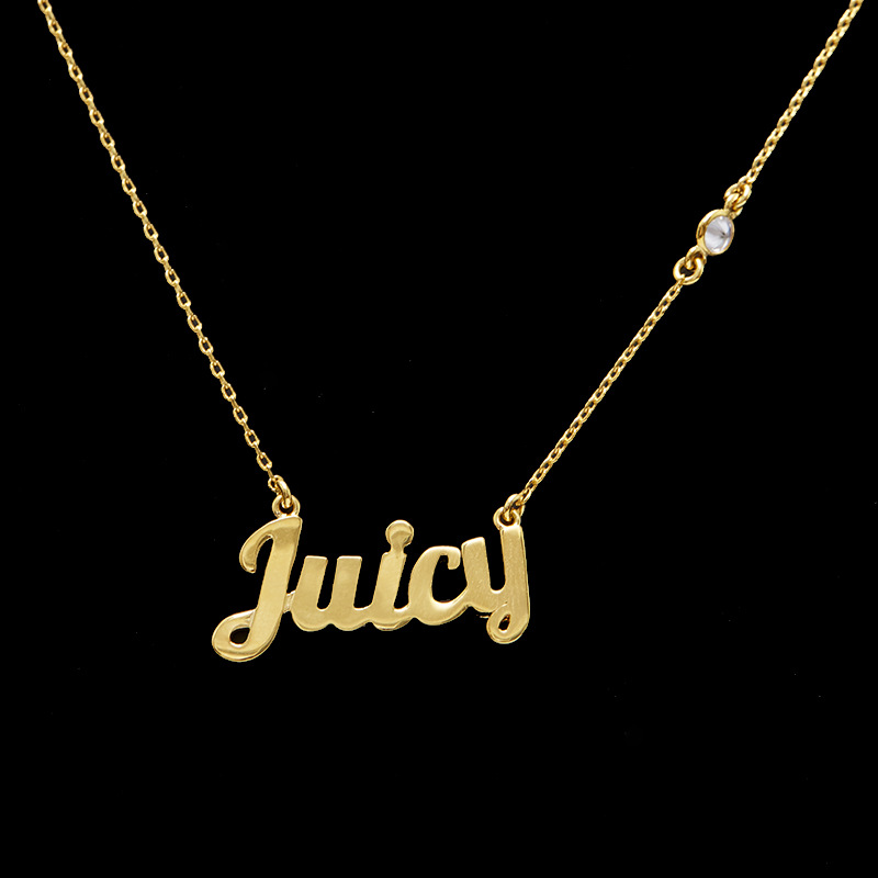 批发网红气质简约时尚juicy字母logo标短款项链ins小众锁骨链女潮