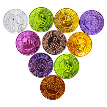 大拇指彩色金币游戏币玩具道具海盗金币 桌游配件钱币 塑料玩具币