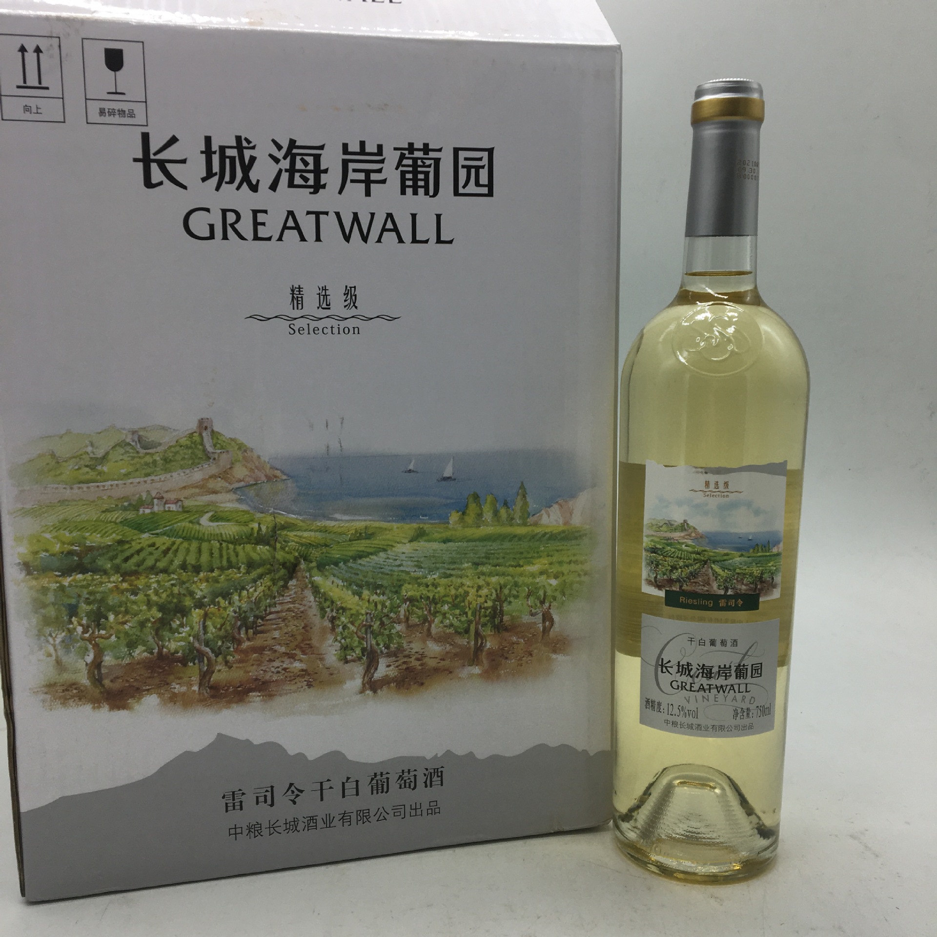 中粮长城海岸葡园干白葡萄酒长城精选级雷司令干白葡萄酒长城红酒