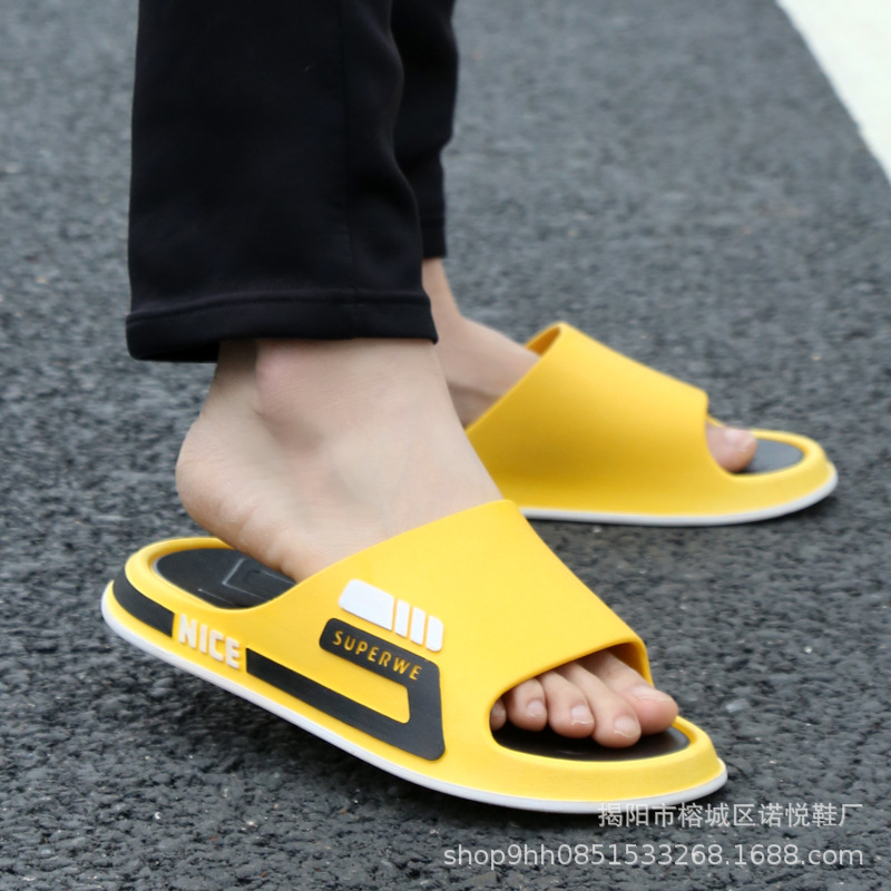 One-Word Slippers Men's Outdoor Wear Thick Bottom Indoor Home Deodorant and Non-Slip Home Bath Couples Sandals Female Summer