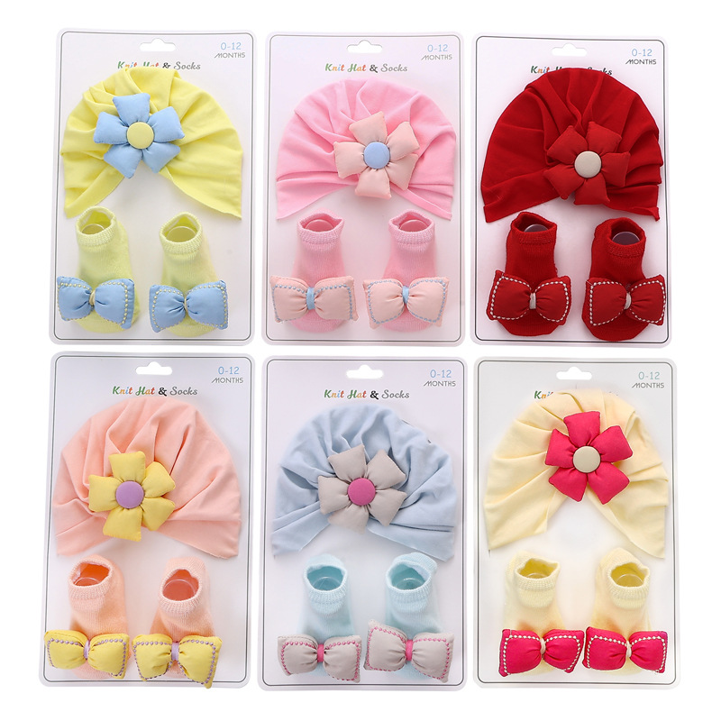 cross-border cute princess bowknot baby socks foreign trade european and american non-slip dispensing baby socks hat suit