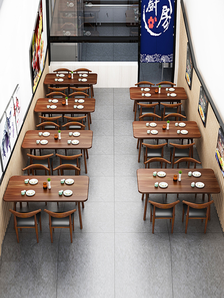 快餐店桌椅组合餐厅面馆早餐店经济型饭桌酒店商用餐饮长方形桌子
