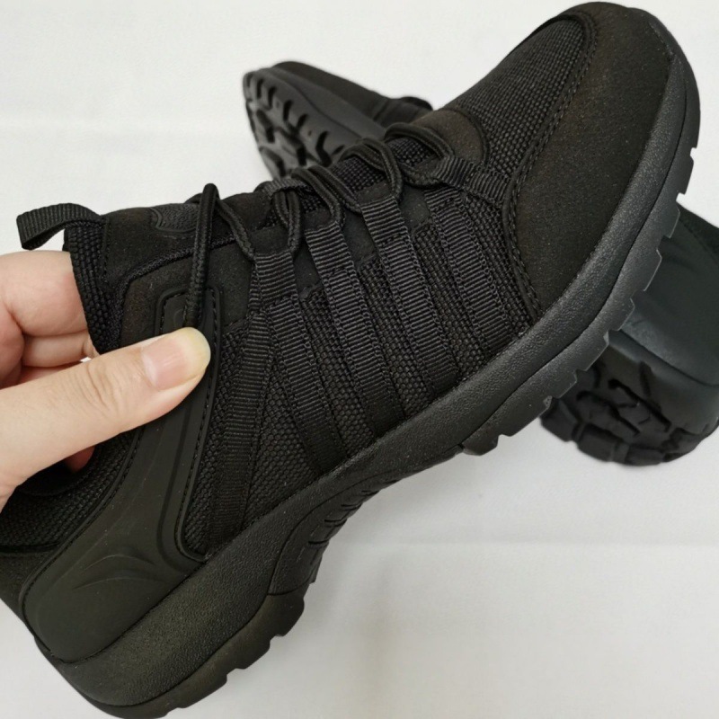 新式体能作训鞋男运动透气保安小黑鞋女超轻黑色消防训练跑鞋约旦