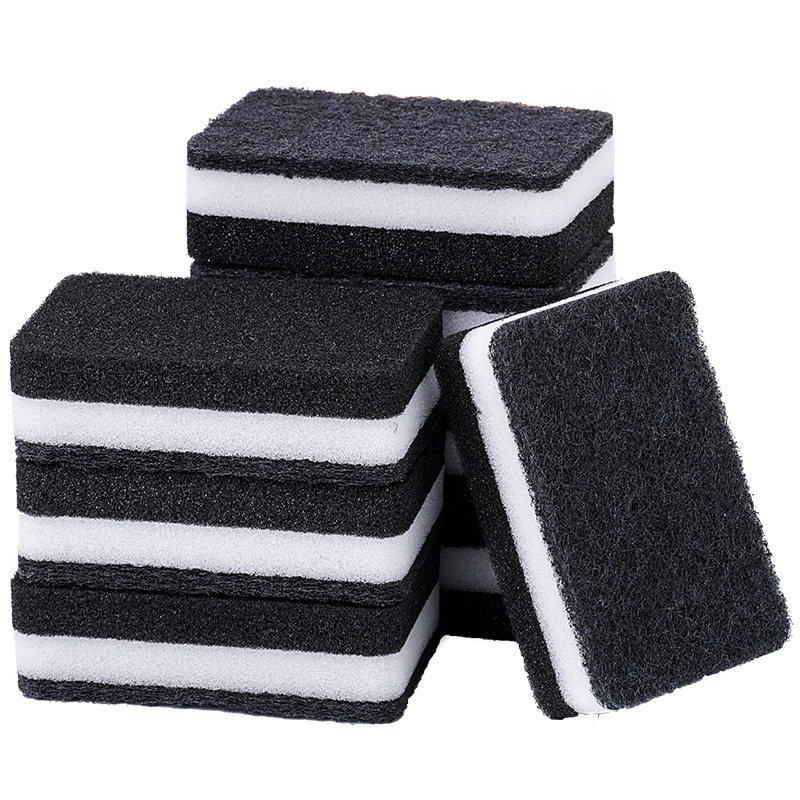 Black and White Sandwich Double-Sided Thickened Spong Mop Dishwashing Sponge Cloth Kitchen Cleaning Decontamination Sponge Wipe