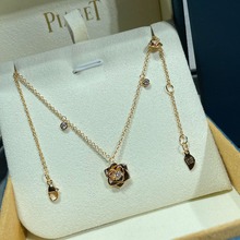 piaget伯爵 piaget rose 18k玫瑰金项链镶钻玫瑰花镂空女士锁骨链