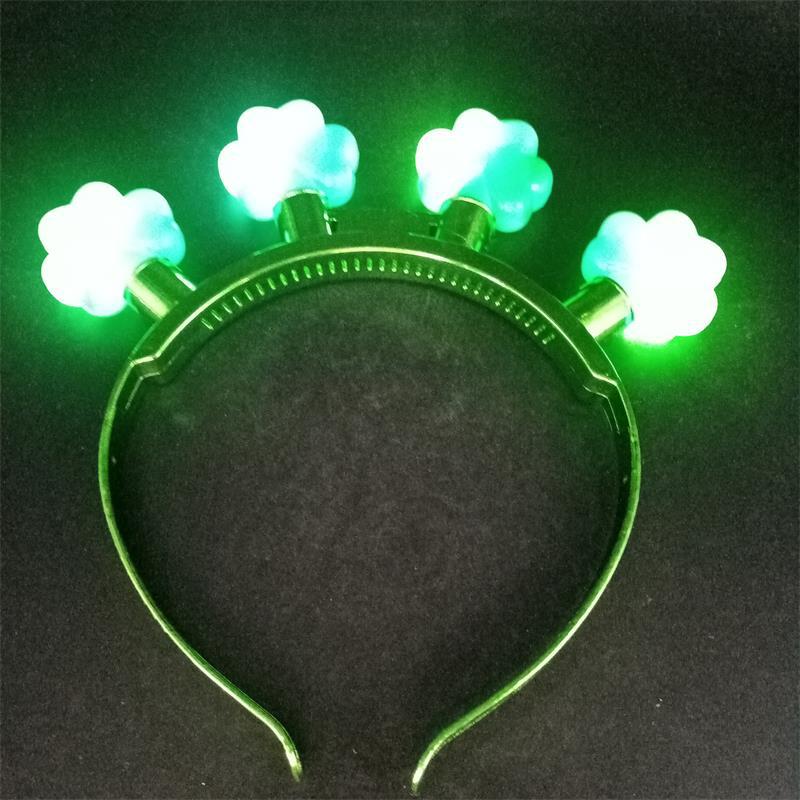 St Patrick's Day Led Four-Leaf Clover Headband Irish Festival Luminous Headband 4 Lights Flash Bulb Headdress