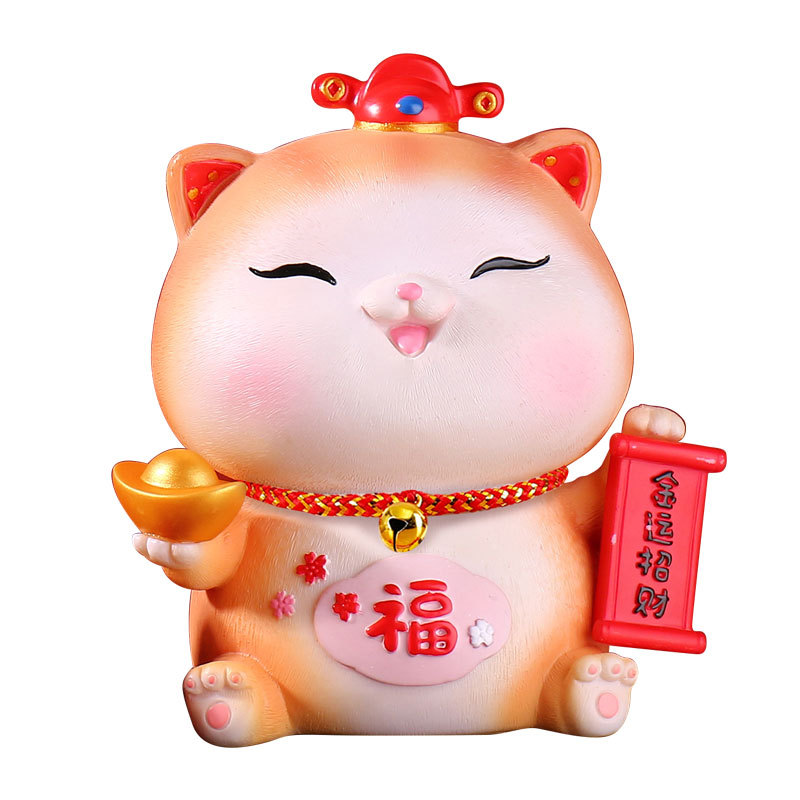 Front Desk Creative Decoration Waving Cat Deposit Cans Vinyl Drop-Resistant Large Capacity Savings Bank New Year Gift Cashier Decoration