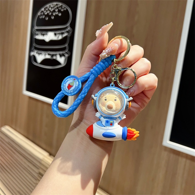 Creative Travel Spaceman Keychain Cute Cosmo Dog Space Cat Rocket Animal Key Chain Men's Bag Pendant