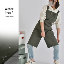 外贸工厂韩日防水式咖啡餐厅帆布围裙罩衣工作服围兜纯棉厨房制服