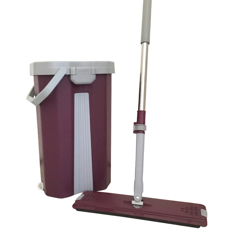 Water Wiper Mop Bucket Hand-Free Flat Mop Rotatable Lazy Stainless Steel Telescopic Rod Mop Set 0212