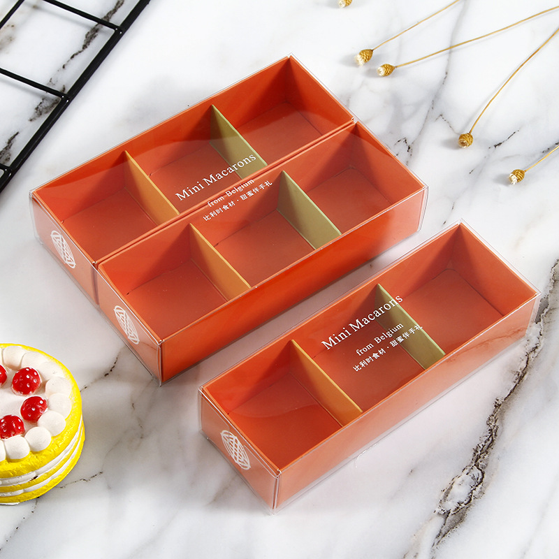 3/5/6粒装马卡龙包装盒透明可视全包抽屉型橙绿双拼甜品包装纸盒