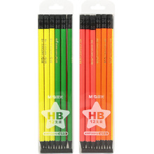 晨光文具批发HB六角黑木木杆铅笔荧光学生铅笔木质铅笔AWP30812