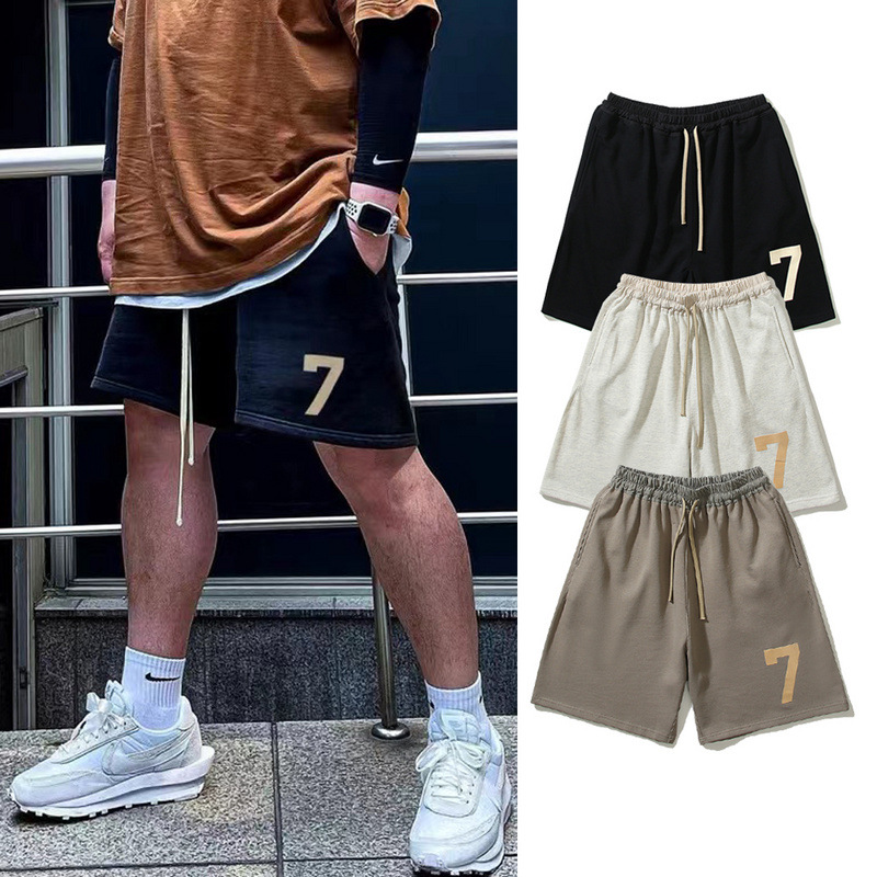fog fear of god第七季主线数字7植绒抽绳高街宽松短裤运动裤批发