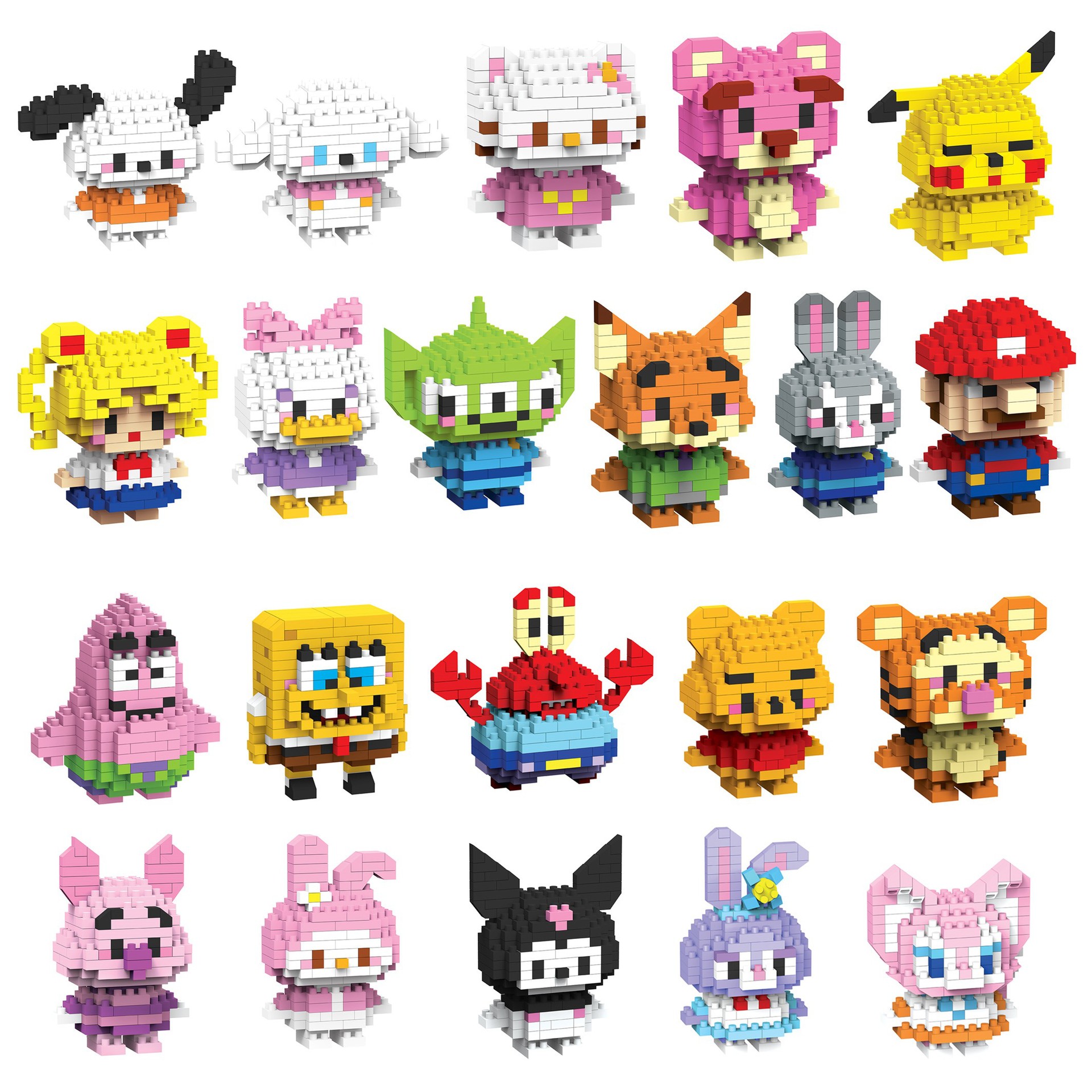 Children's Puzzle Compatible with Lego Micro-Particle Building Blocks Cute Cartoon Doll Series Stall Blind Box Toys Wholesale