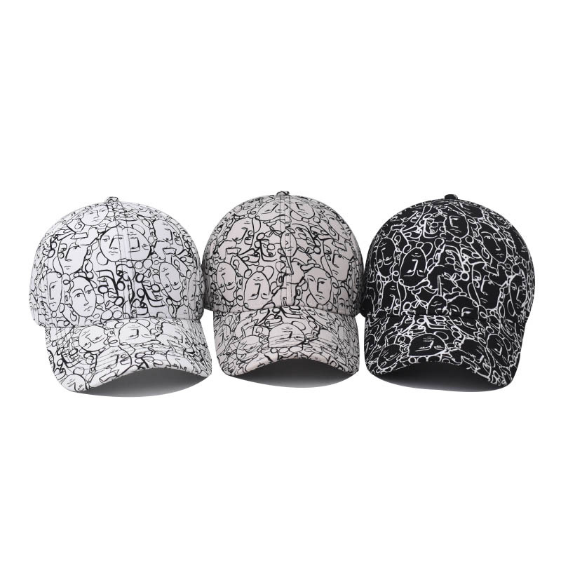 Cross-Border Cotton New Cartoon Avatar Chinese Style Baseball Cap Printed Peaked Cap Neutral Outdoor Sun Hat Wholesale