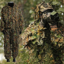 3D枫叶伪装服森林观鸟服连帽吉利服仿生色树叶迷彩狩猎枯叶伪装衣