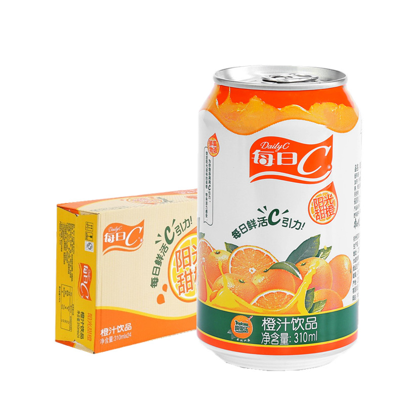 康师傅每日c阳光甜橙310ml*24罐整箱橙汁饮品罐装饮料