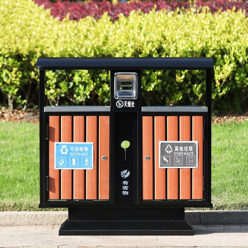 小区公园垃圾箱户外垃圾桶 不锈钢大号环卫果皮箱 室外分类双桶