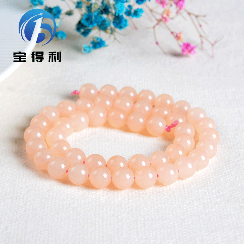 肉石圆珠项链女半透明纯色复古中式首饰甜美时尚项饰配饰工厂定制