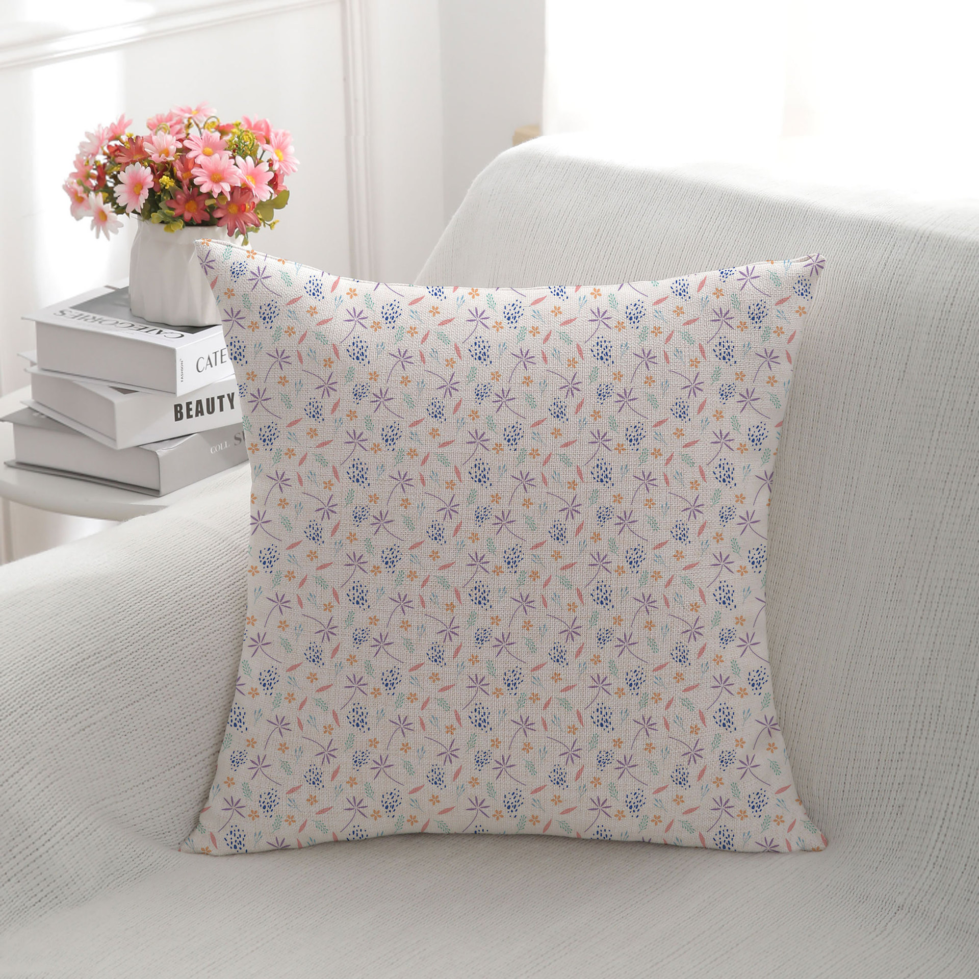 In Stock Wholesale Idyllic Minimalist Digital Printed Pillowcase Small Floral Bed & Breakfast Living Room Bay Window Pillow