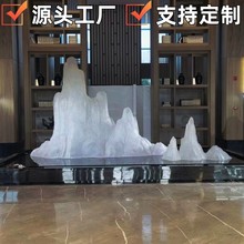 大型透明假山雕塑树脂假山摆件酒店大堂装饰摆件艺术装置水幕墙