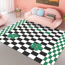 简约棋盘格毯家用客厅茶几地毯沙发卧室床边毯彩色格子地毯地垫