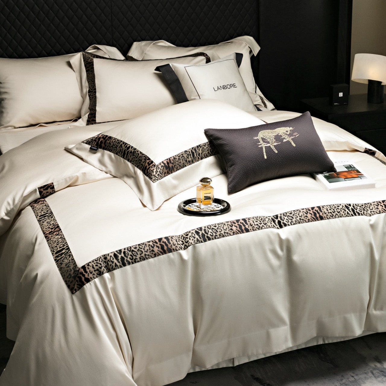 高奢纯棉全棉140支海岛棉匹马棉长绒棉提花四件套魅色兰博床用品