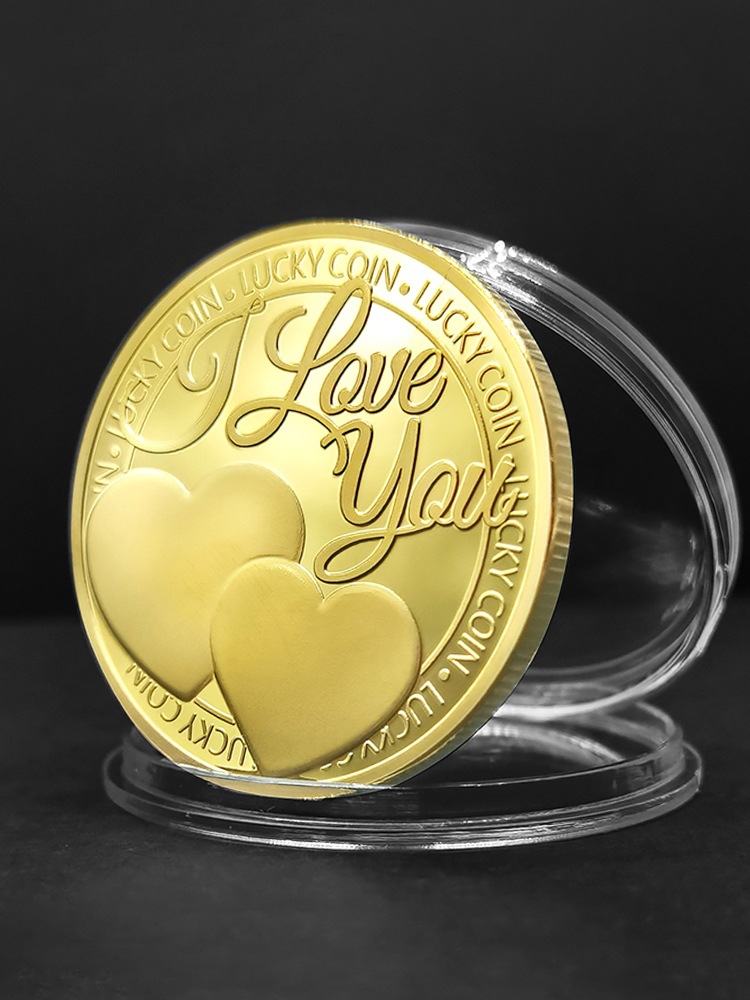 i love you我爱你古银幸运币 爱心纪念章馈赠硬币送女友男友亲人