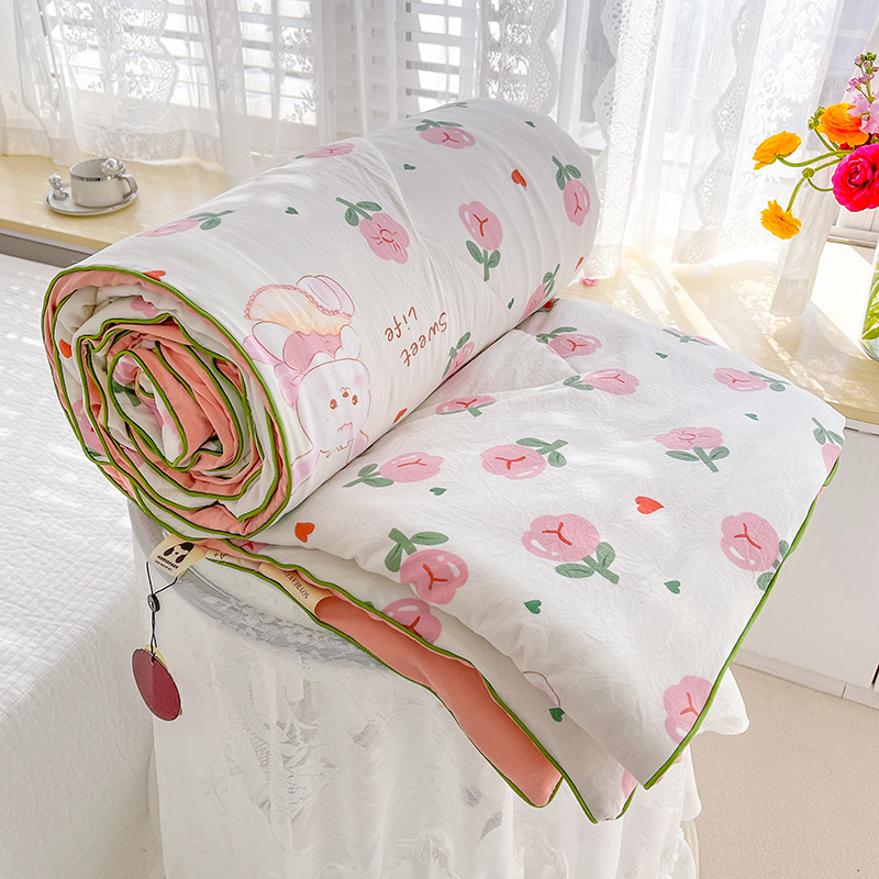 Double-Layer Yarn Soybean Fiber Summer Quilt Maternal and Child Soft Glutinous Summer Blanket Summer Air Conditioning Duvet Spring and Autumn Washable Thin Duvet