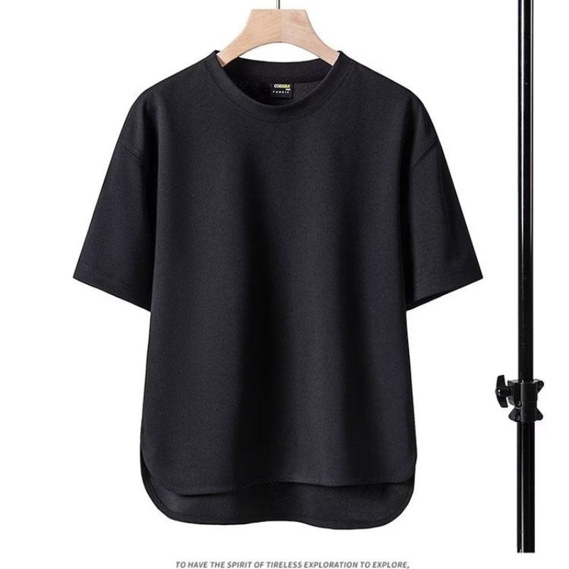 Summer Clothing Short Sleeve T-shirt Men's Simplicity Leisure Pullover Half-Sleeve plus Size Top Solid Color round Neck All-Matching Trendy T