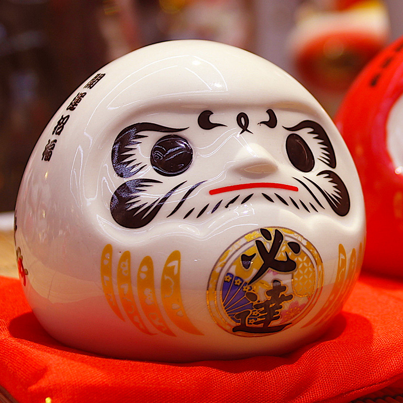小号彩色达摩摆件储蓄罐创意礼物日本装饰品陶瓷日式红色开运店铺