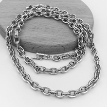 S925纯银十字架罗马字母链单项链男女潮个性锁骨链复古欧美朋克风