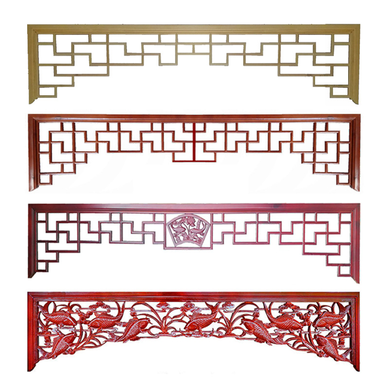 古建凉亭中式实木挂落垭口门楣背景墙花格仿古门窗玄关倒挂楣子