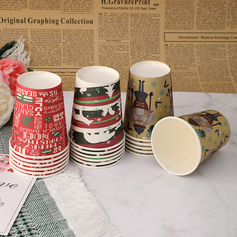 disposable 9 oz paper cup christmas series printing disposable cup factory wholesale paper cup party paper cup