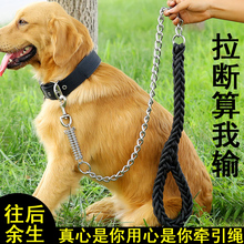 洛暇狗狗防咬牵引绳金毛中大型犬拉布拉多狗铁链子防爆冲萨摩耶狗