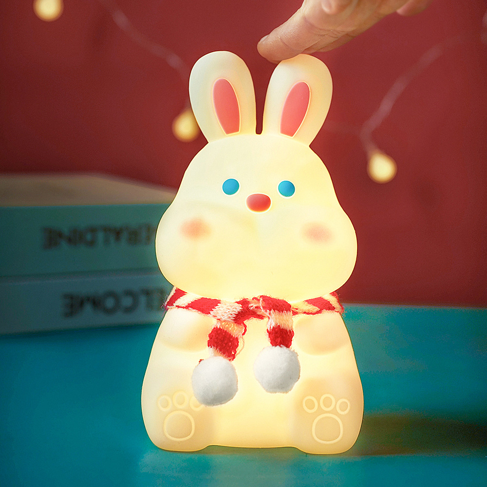 Exclusive for Cross-Border Dudu Rabbit Silicone Night Lamp Rabbit Year Gift USB Charging Colorful Remote Control Racket with Sleeping Light