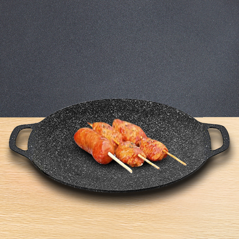 Outdoor Picnic Maifan Stone Barbecue Plate Korean round Barbecue Plate Frying Plate Teppanyaki Card Stove Household Frying Pan