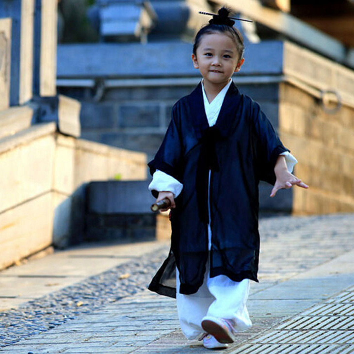 从前有座山演出服儿童道袍道士古装小道姑表演服汉服书童三字经