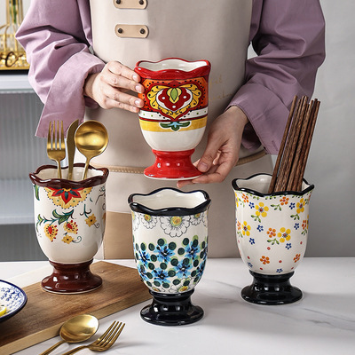 factory customized exotic ceramic chopsticks holder kitchen drain chopsticks cage household high-end new chopsticks basket