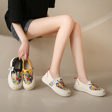 2024年新款女鞋一脚蹬平底单鞋外贸布鞋韩版时尚休闲帆布鞋小白鞋