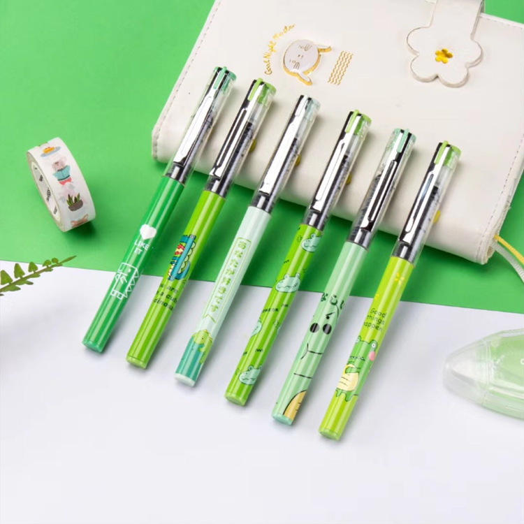 一诺尚品:禾硕hs-9012可爱小恐龙直液式0.5mm黑色学生办公中性笔