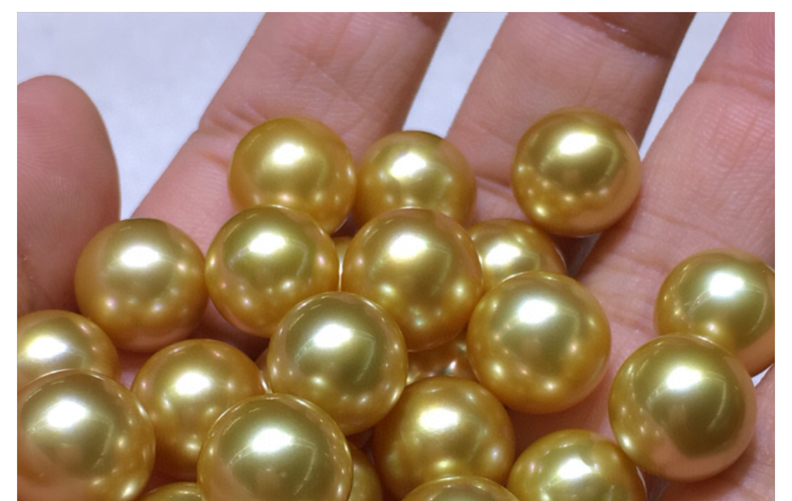 南洋金珍珠 菲律宾金珠 海水珍珠近圆金珠微瑕